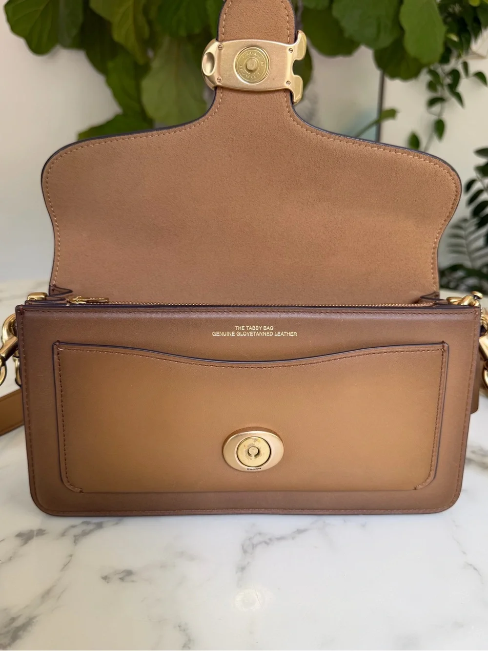 Coach Tabby Shoulder Bag 26 Honey Brown Leather Brass CCC02 & Signature Charm